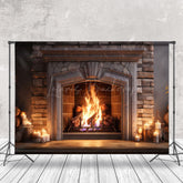 Lofaris Jahrgang Luxus Kamin Kerzen Weihnachten Hintergrund